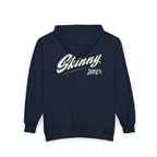 Skinny Joey's Full-Zip Hoodie — Vintage Script Logo Zip-Up Sweatshirt