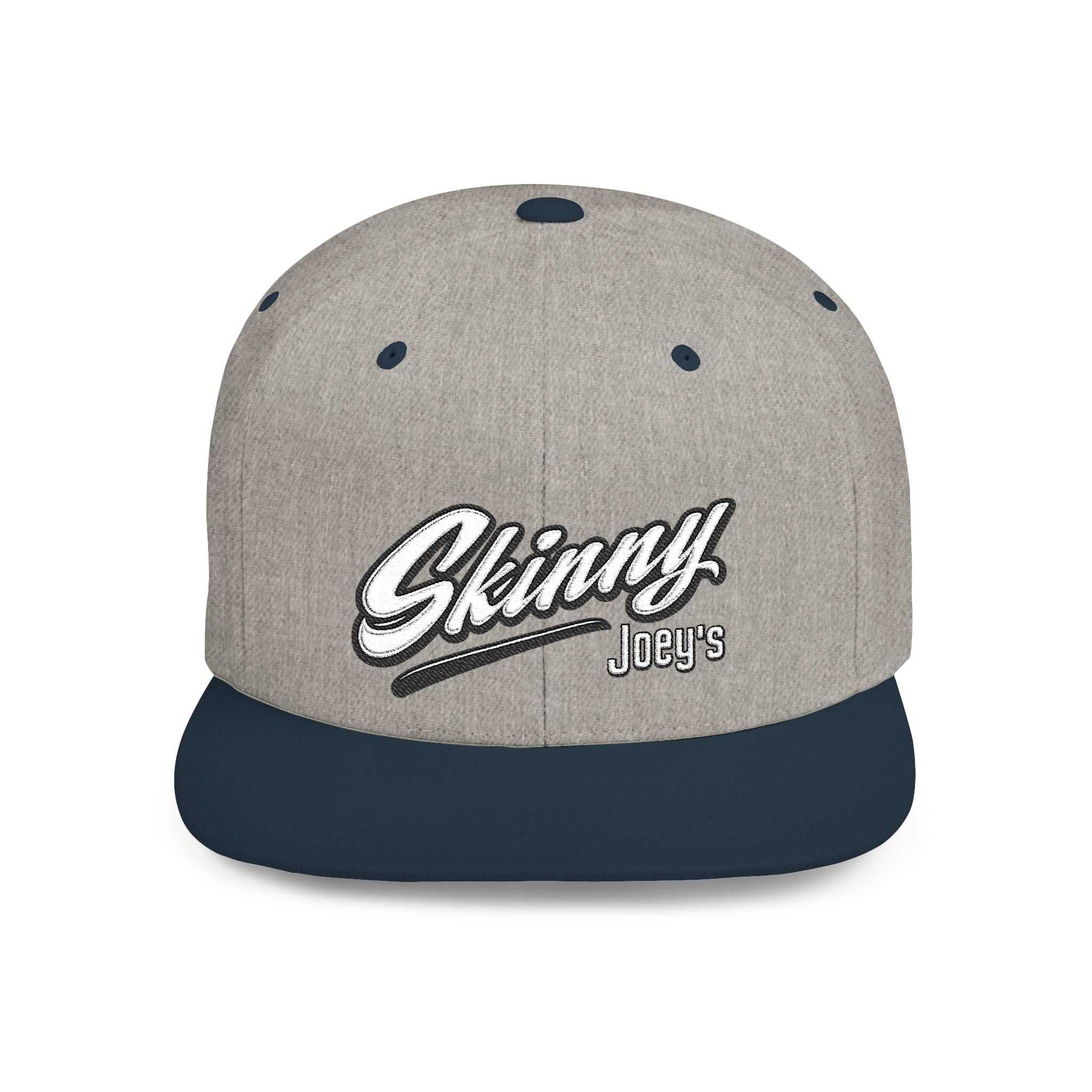Skinny Joey's Flat Bill Snapback Hat | Retro Script Baseball Cap