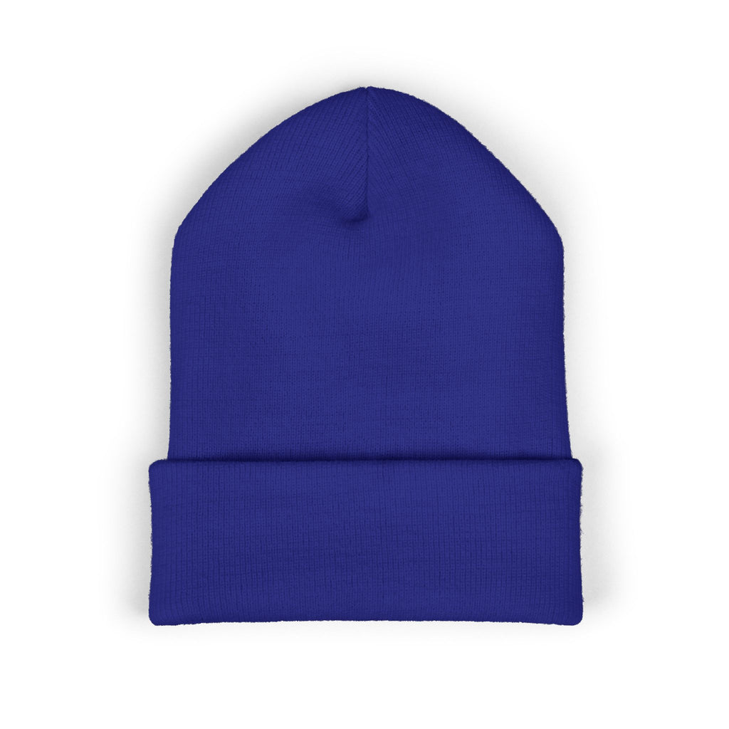 The Skinny Cuffed Beanie (Embroidered) – Winter Knit Hat, Unisex, 12” Cuff