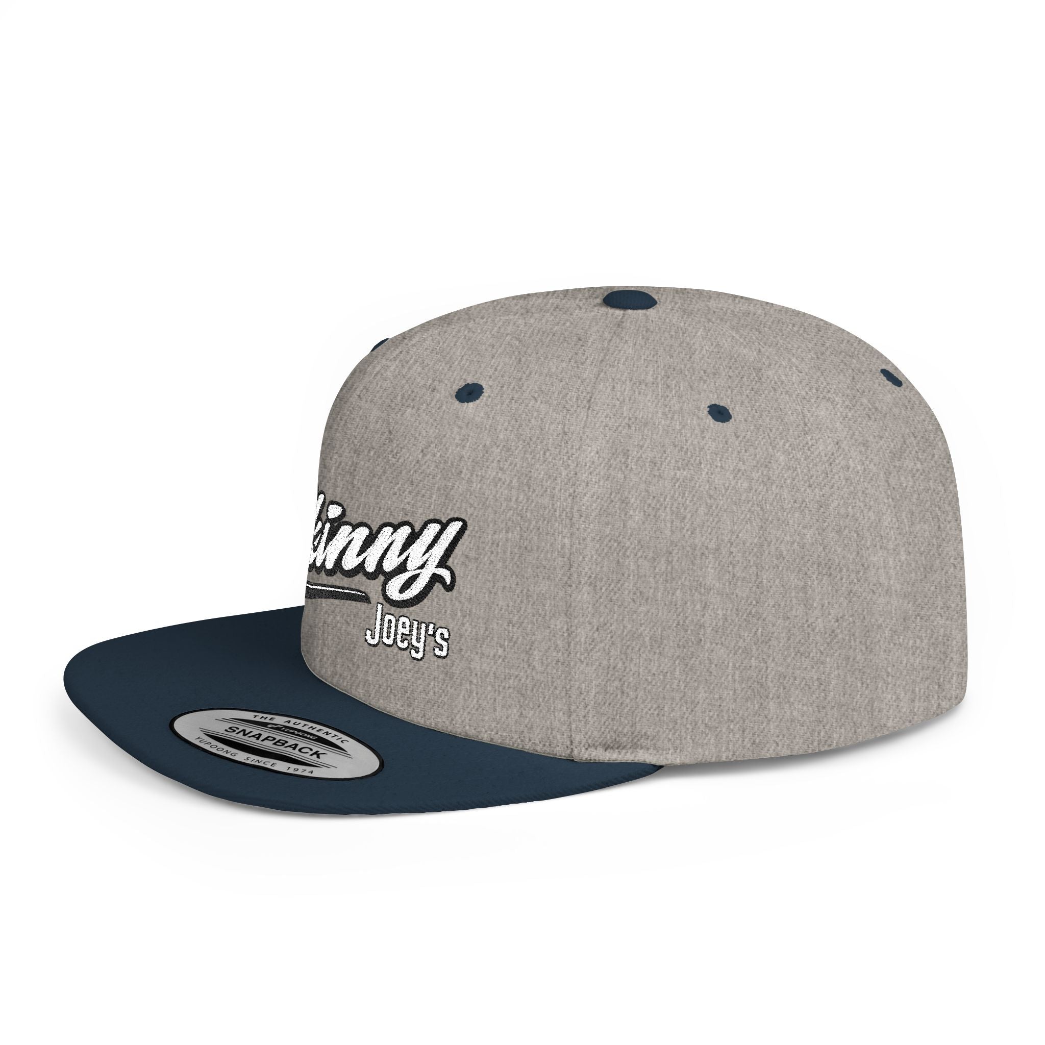 Skinny Joey's Flat Bill Snapback Hat | Retro Script Baseball Cap