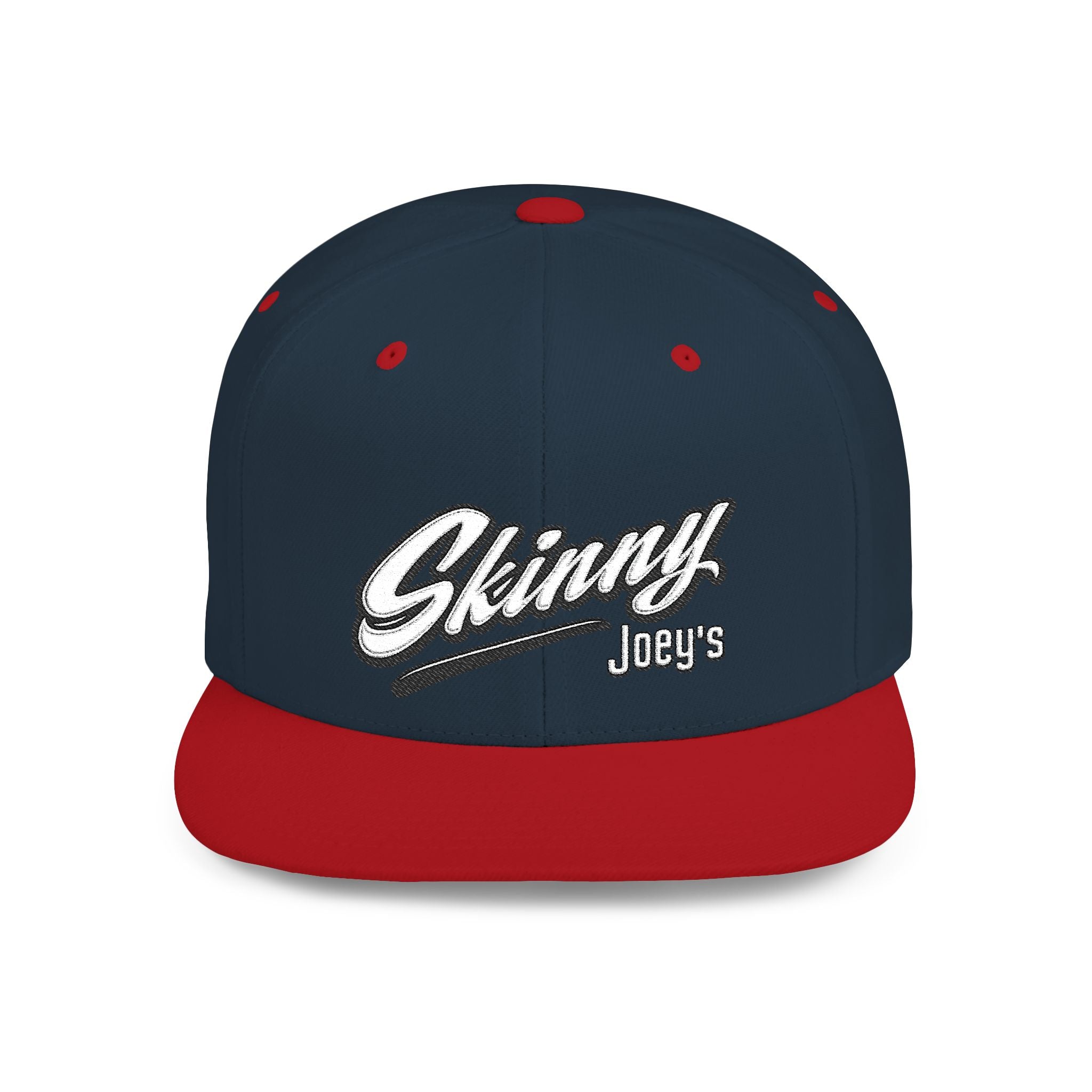 Skinny Joey's Flat Bill Snapback Hat | Retro Script Baseball Cap