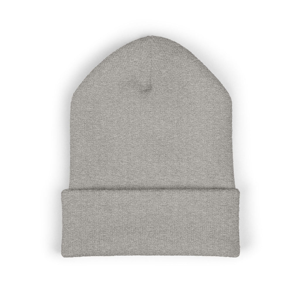 The Skinny Cuffed Beanie (Embroidered) – Winter Knit Hat, Unisex, 12” Cuff