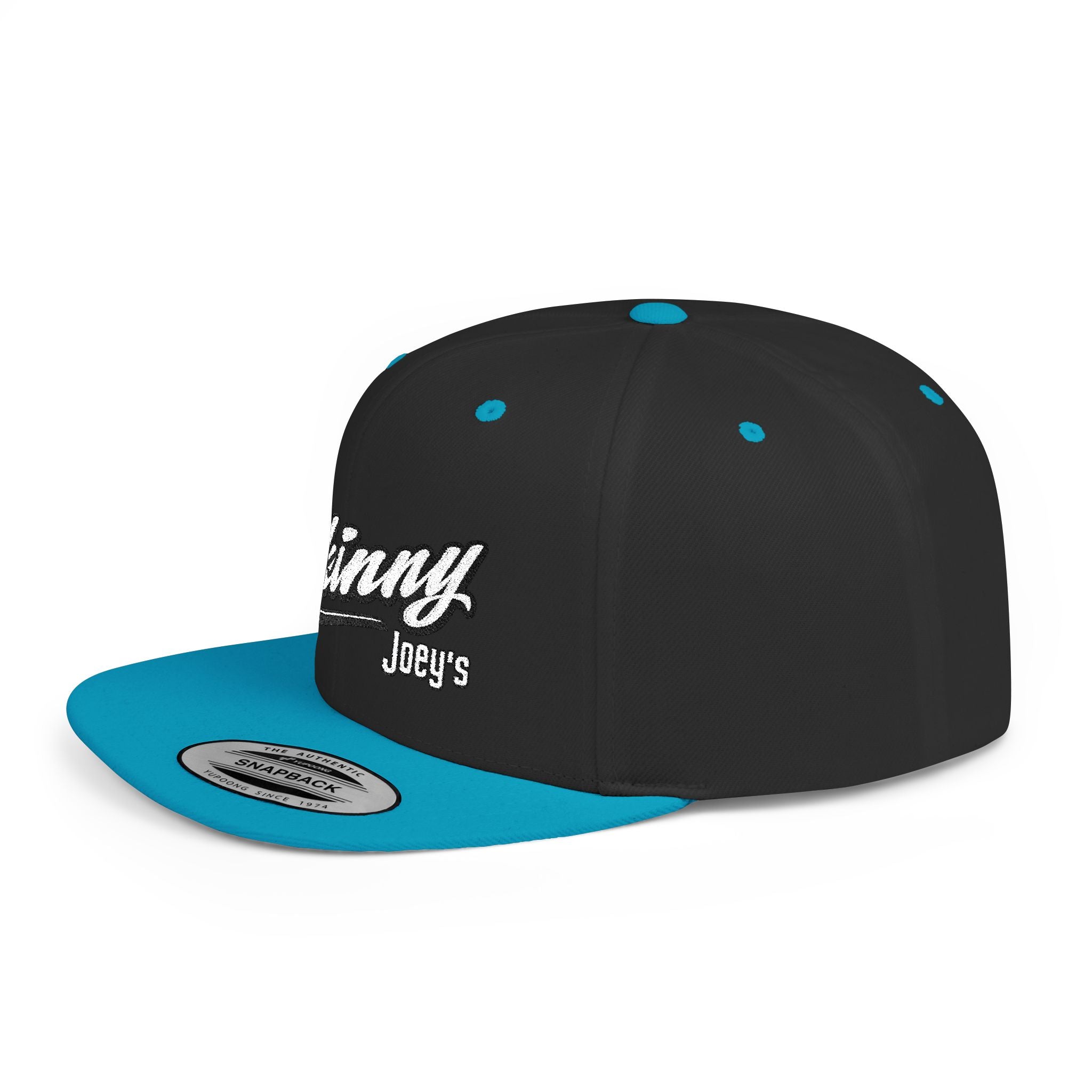 Skinny Joey's Flat Bill Snapback Hat | Retro Script Baseball Cap