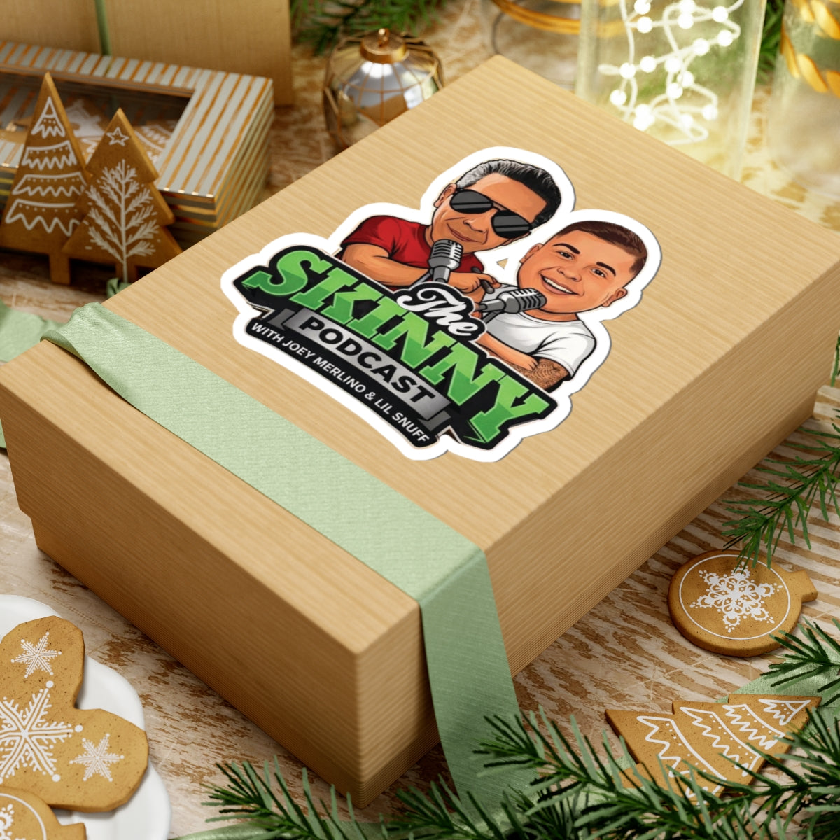 The Skinny Podcast Kiss-Cut Sticker — Joey Merlino & Lil Snuff Logo