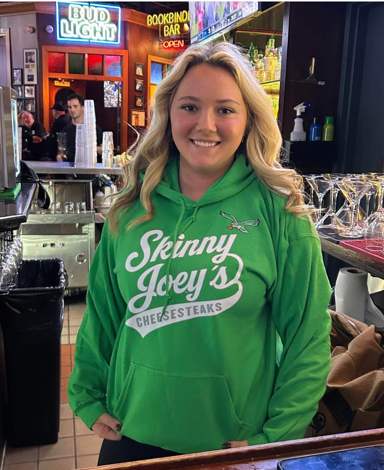 Super Bowl Champs X Skinny Joey Cheesesteaks Logo Pullover Hoodie