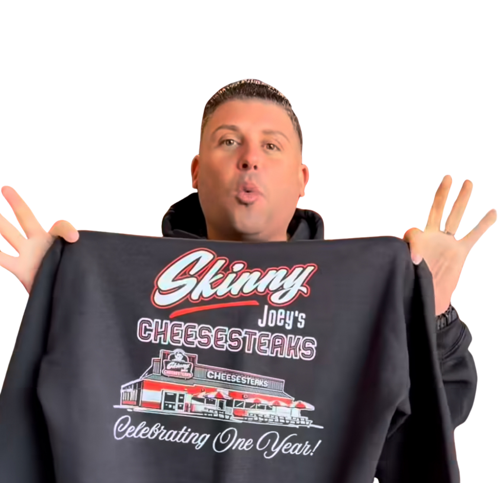 Sweat à capuche Skinny Joey's Cheesesteaks – Logo Anniversaire 1 An