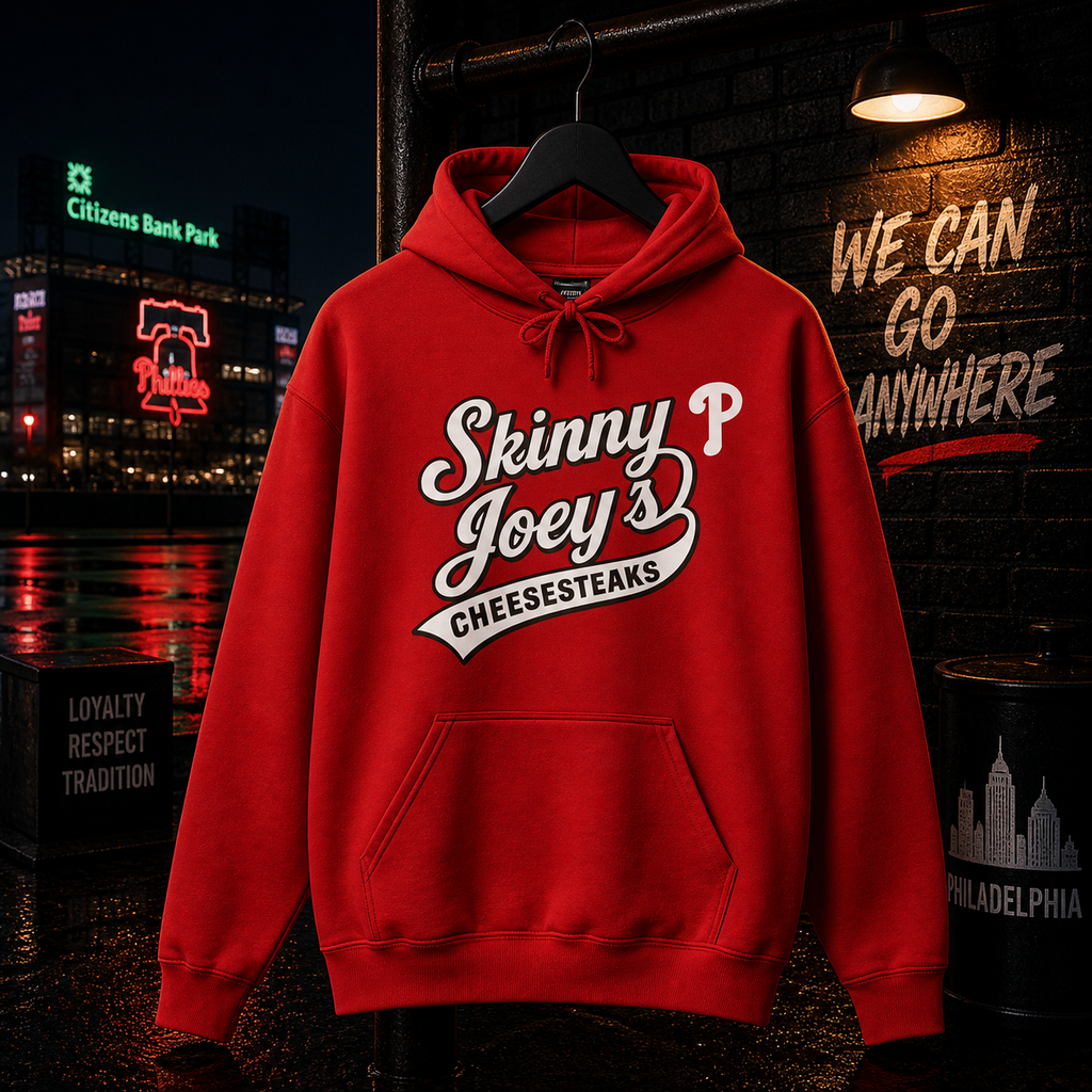 Phillies hoodie, main product photo, The Skinny Podcast with Joey Merlino & Lil Snuff merch