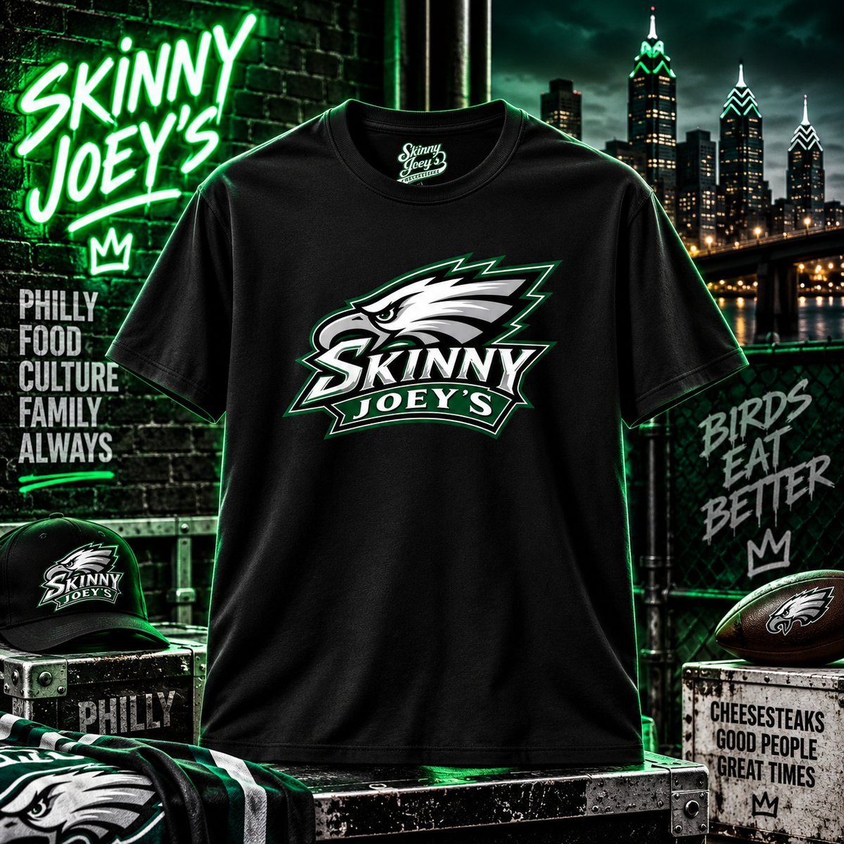 Eagles 2026 3XL-5XL graphic tee in solid black, Joseph Merlino Philadelphia merch