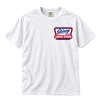 Skinny Joey's Cheesesteaks USA heavyweight tee in white, front, Skinny Joey Merlino merch