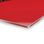 Red acrylic sheet with a clear border on a white background