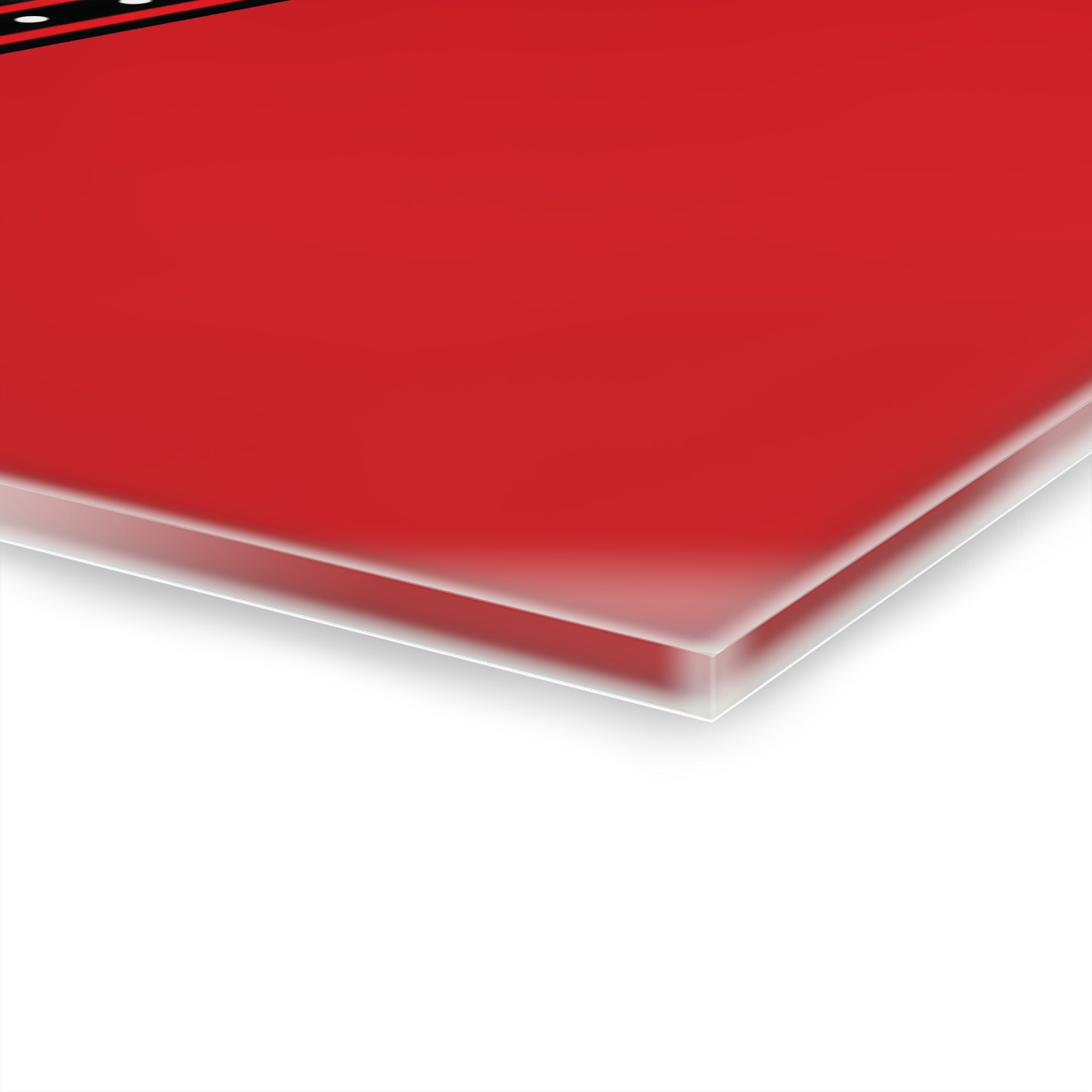 Red acrylic sheet with a clear border on a white background