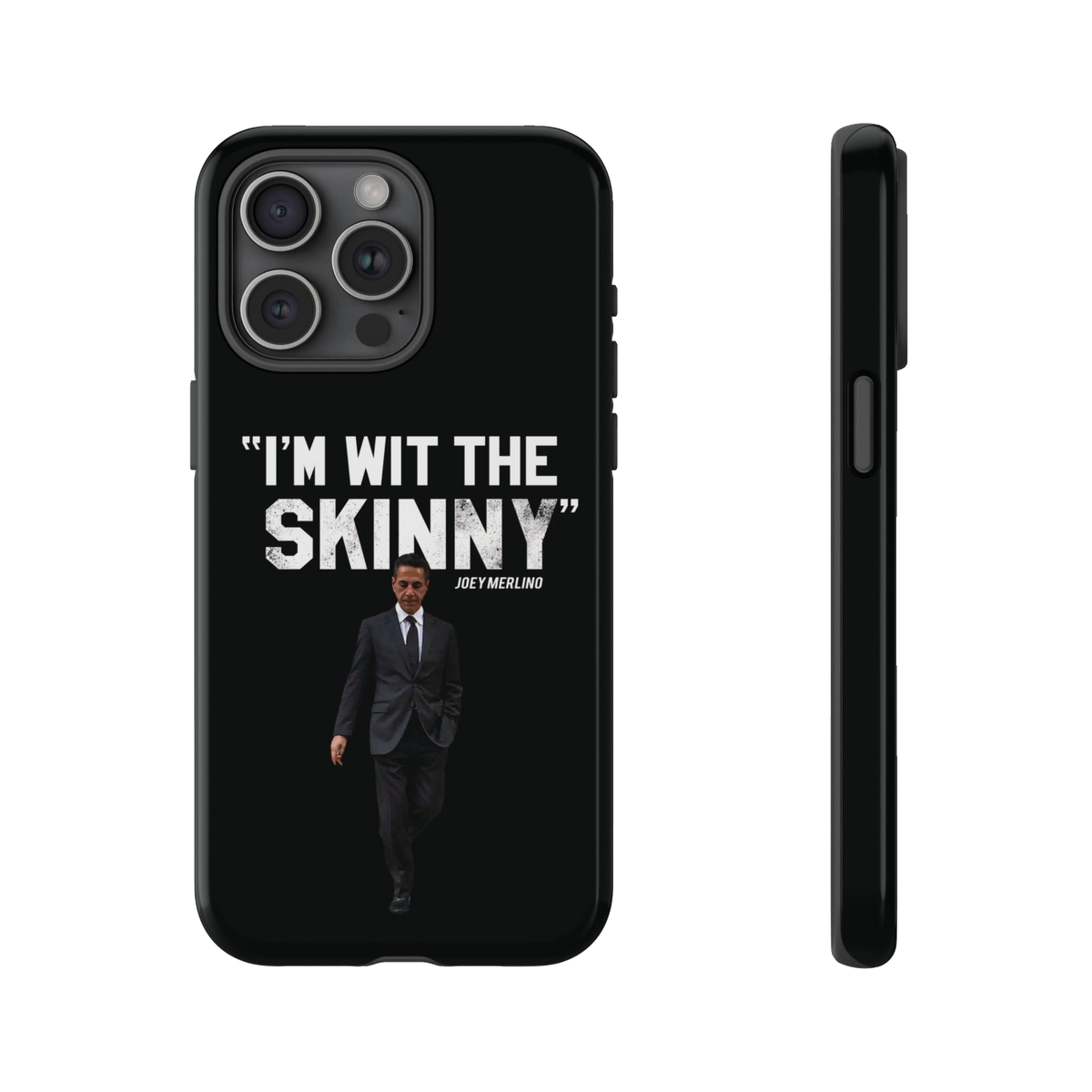 Respect The Call phone case for iPhone 15 Pro Max, glossy finish, The Skinny with Joey Merlino podcast merch
