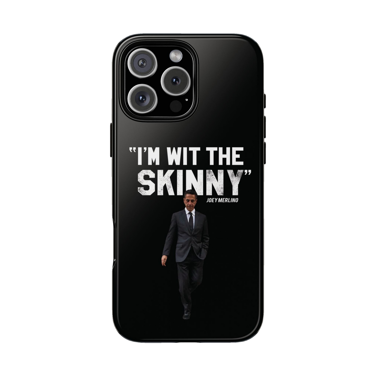 Respect The Call phone case for iPhone 16 Pro Max, glossy finish, The Skinny with Joey Merlino podcast merch