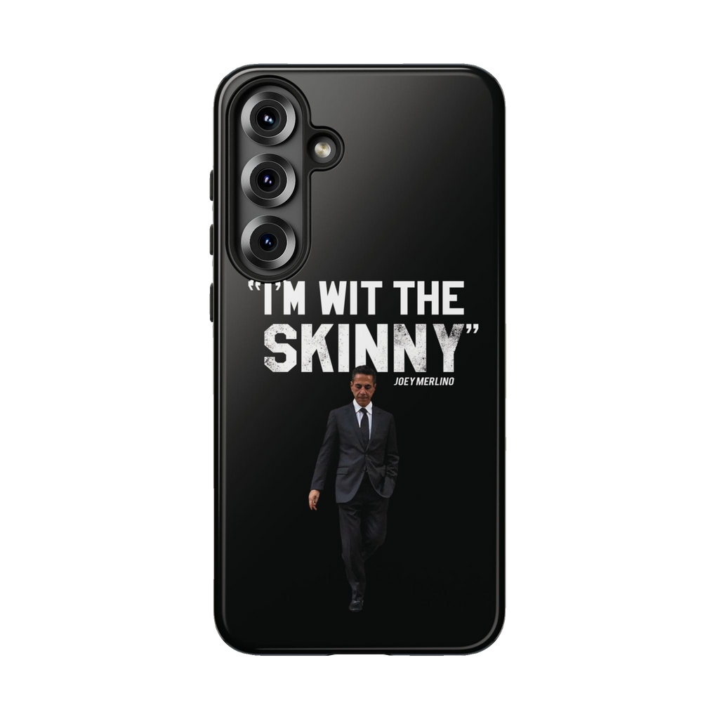 Respect The Call phone case for Samsung Galaxy S25 Plus, glossy finish, The Skinny with Joey Merlino podcast merch