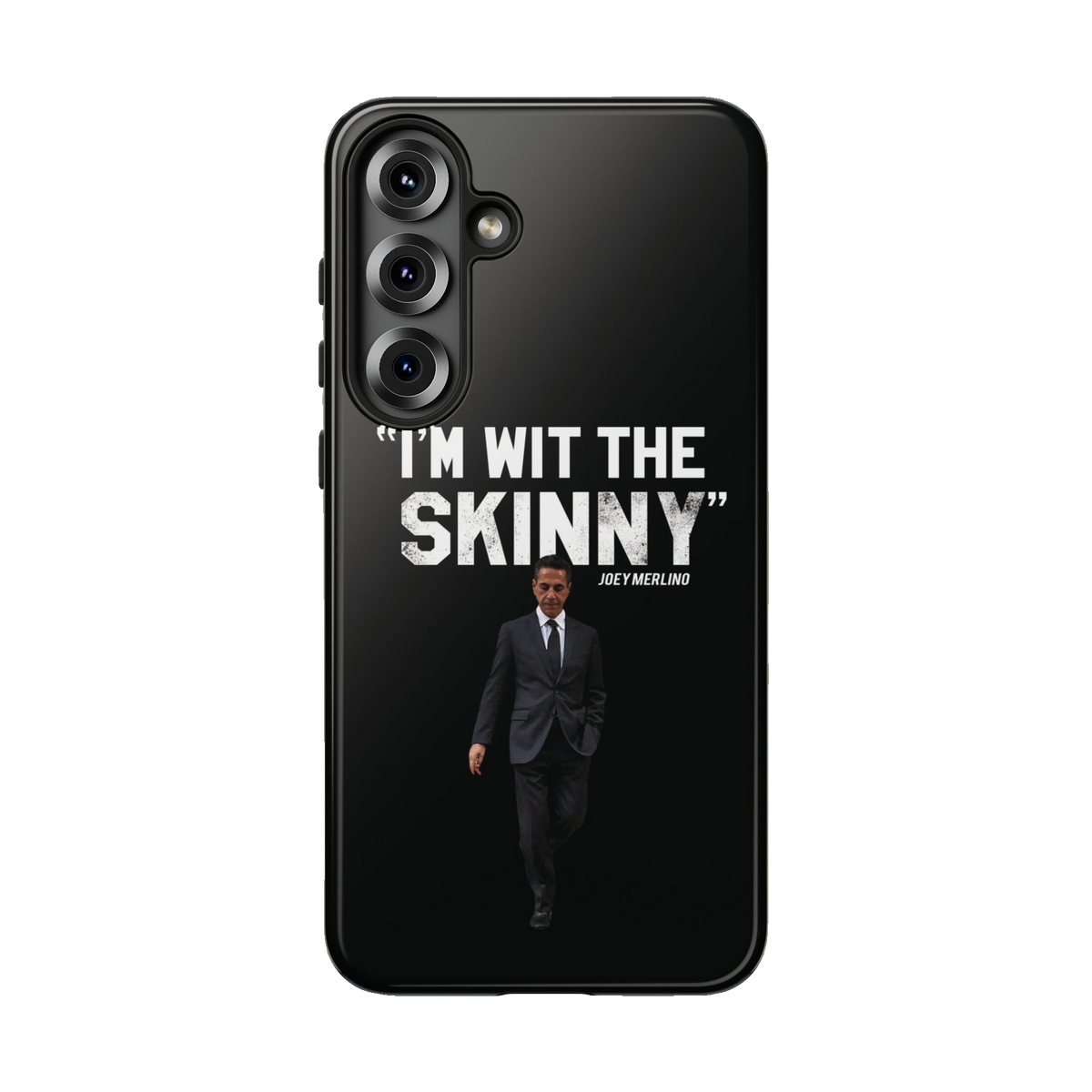 Respect The Call phone case for Samsung Galaxy S25 Plus, glossy finish, The Skinny with Joey Merlino podcast merch