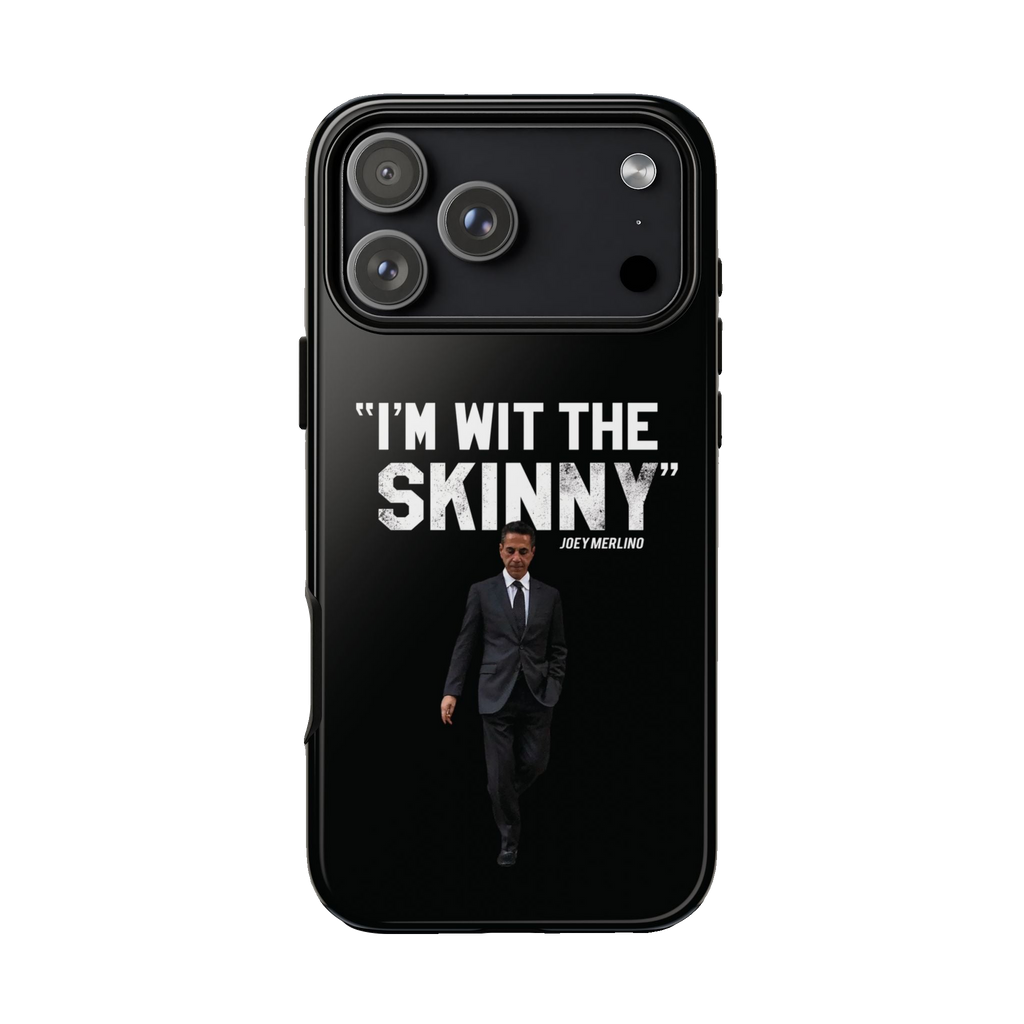 Respect The Call phone case for iPhone 17 Pro Max, glossy finish, The Skinny with Joey Merlino podcast merch
