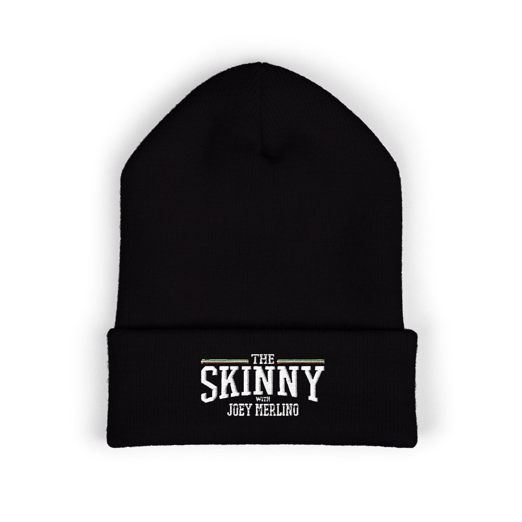 The Skinny Cuffed Beanie (Embroidered) – Winter Knit Hat, Unisex, 12” Cuff