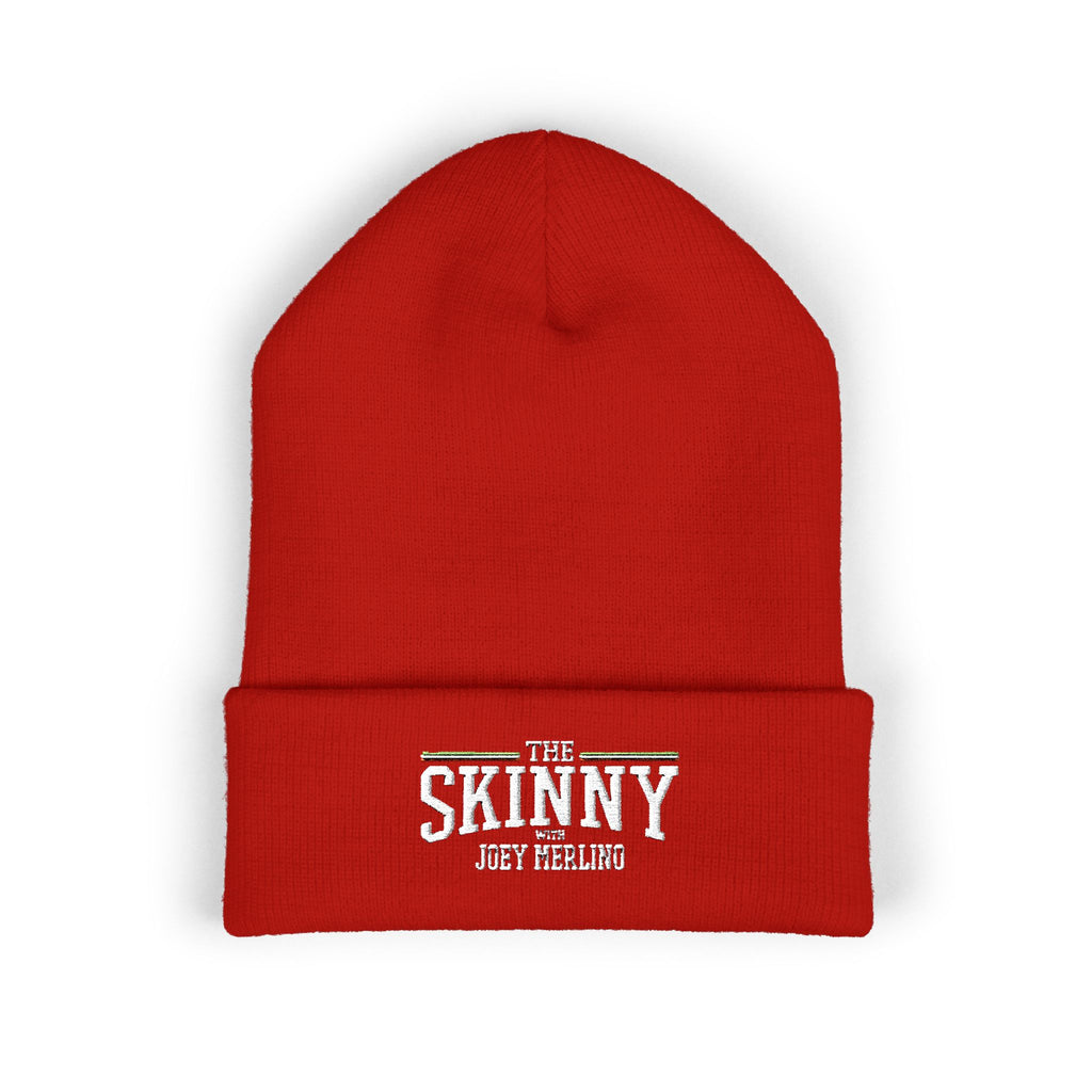 The Skinny Cuffed Beanie (Embroidered) – Winter Knit Hat, Unisex, 12” Cuff
