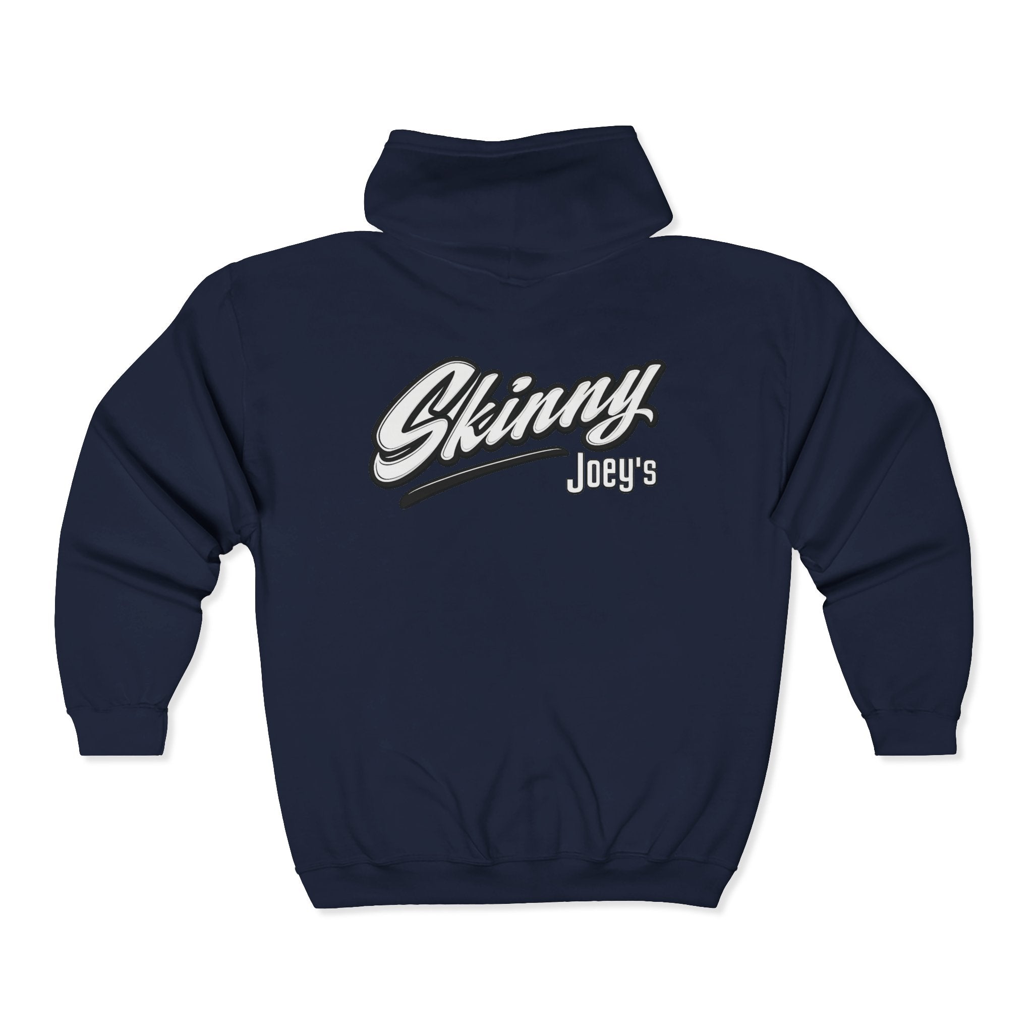 Skinny Joey's Full-Zip Hoodie — Vintage Script Logo Zip-Up Sweatshirt