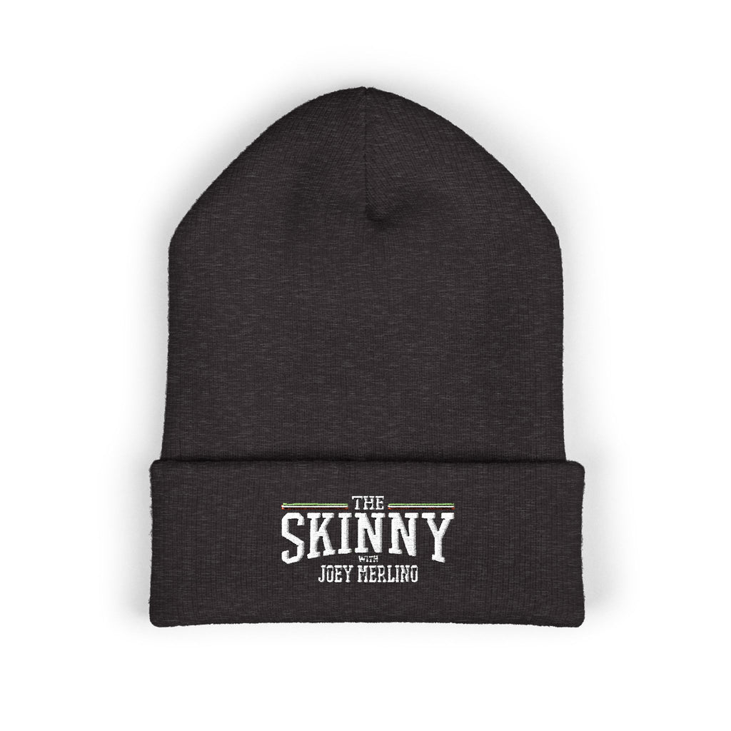 The Skinny Cuffed Beanie (Embroidered) – Winter Knit Hat, Unisex, 12” Cuff