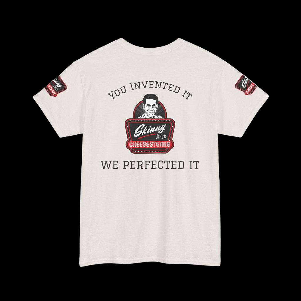 T-shirt with a graphic and text on the back on a white background