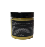 Jar of hair product with black lid and label on a white background