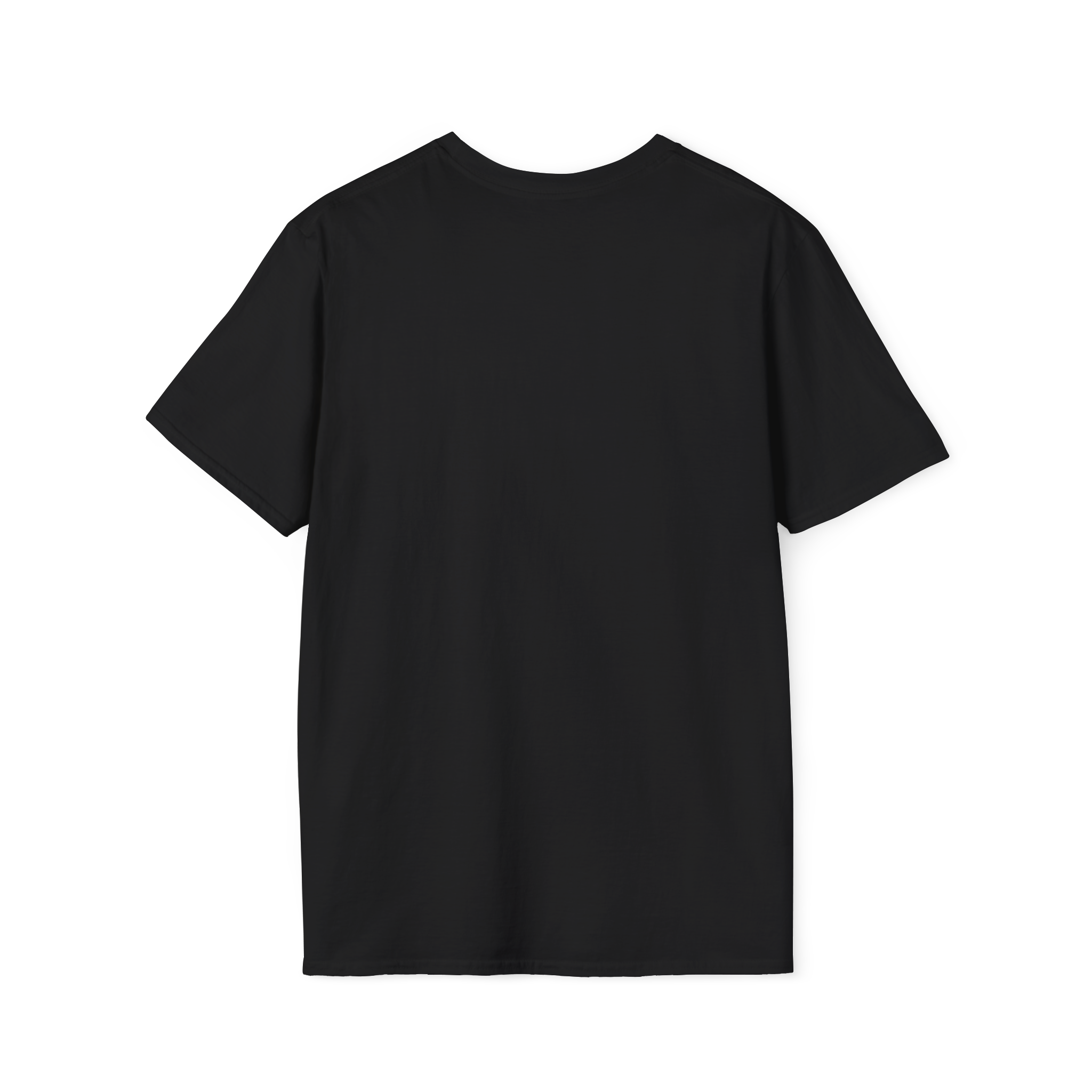 Black t-shirt on a white background