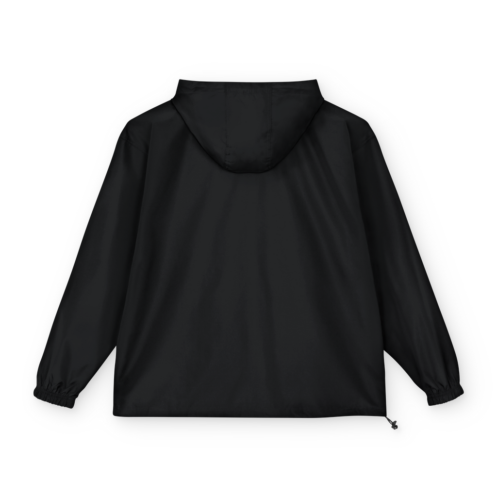 Black jacket with a hood on a white background