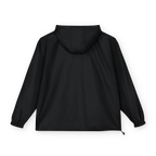 Black jacket with a hood on a white background