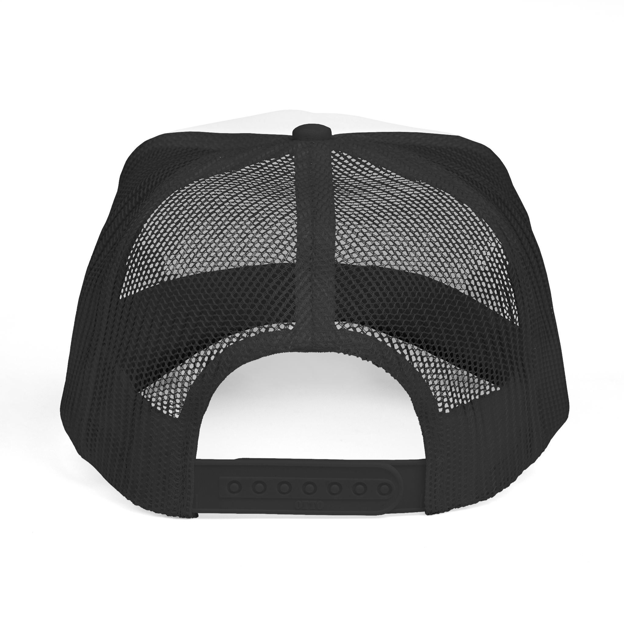 Black mesh cap on a white background