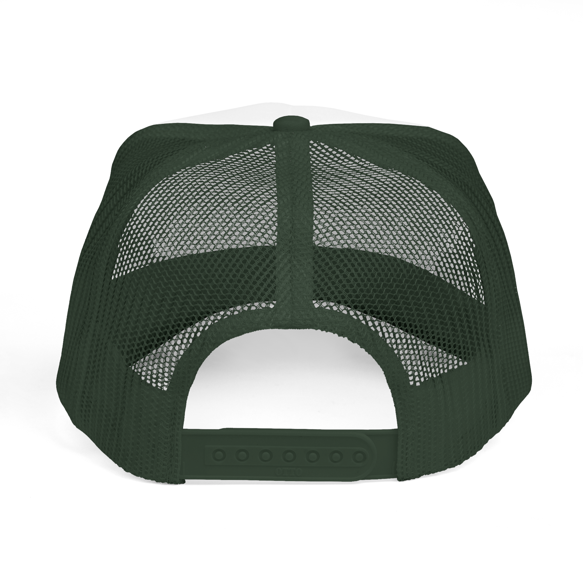 Green mesh back cap on a white background