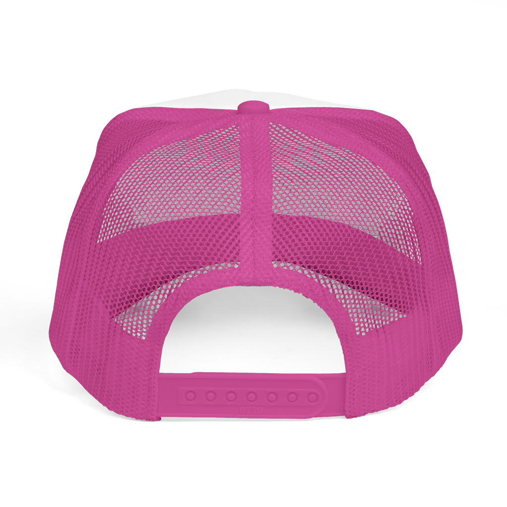 Pink mesh back cap on a white background