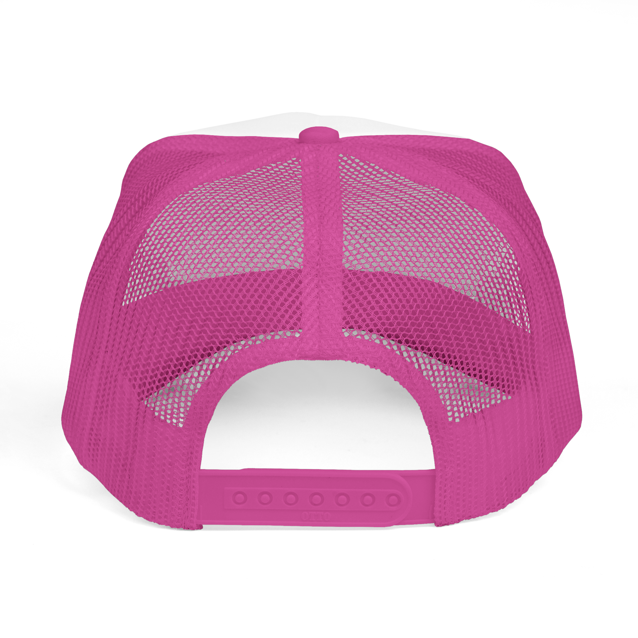 Pink mesh back cap on a white background