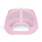 Pink mesh cap on a white background