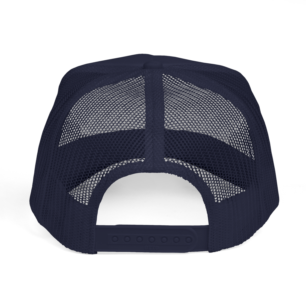 Navy blue mesh cap on a transparent background