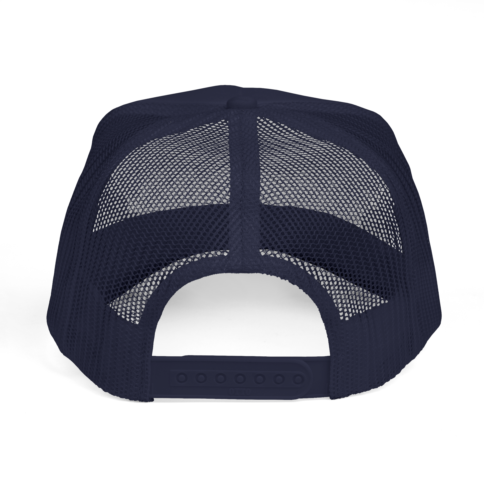 Navy blue mesh cap on a transparent background