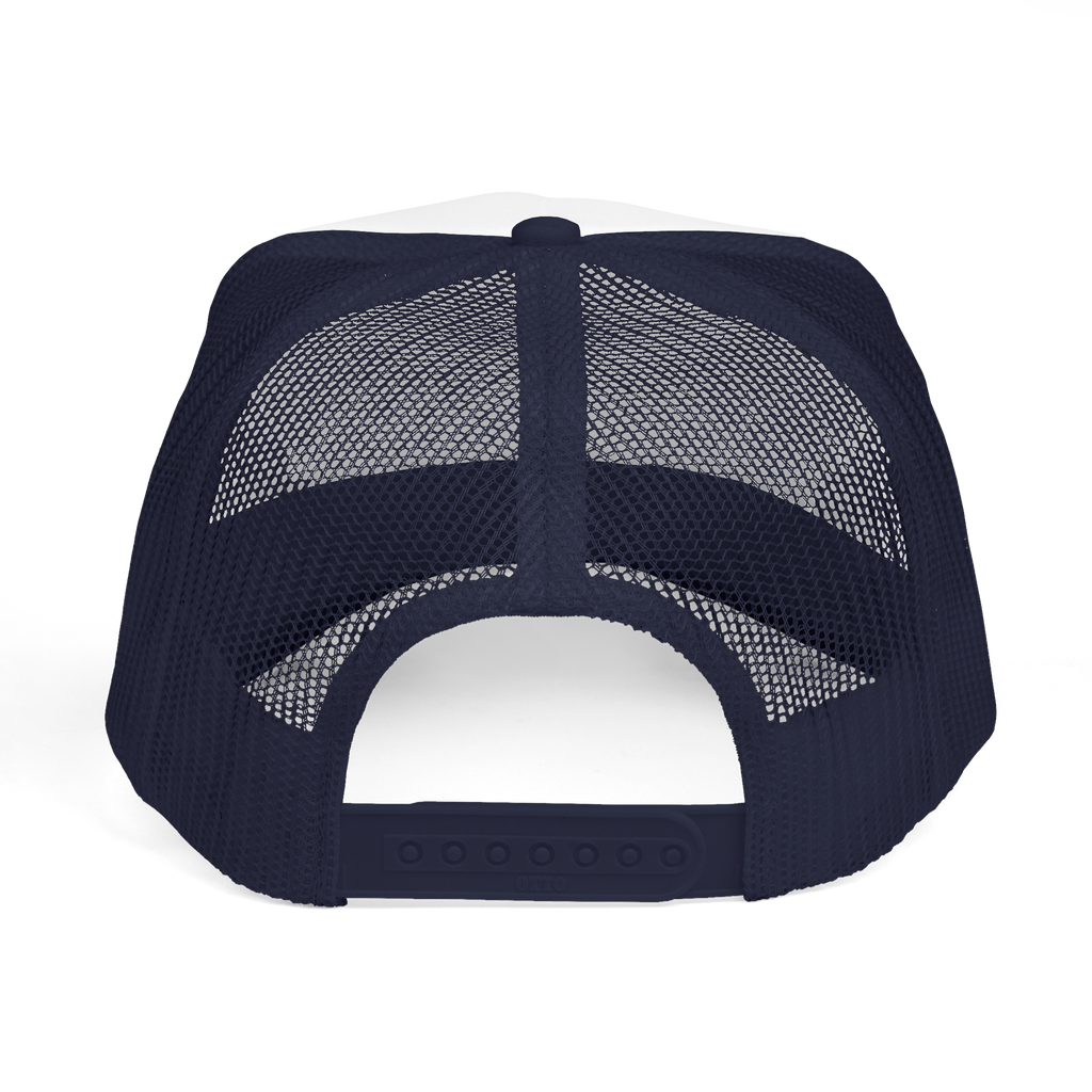 Navy blue mesh cap on a white background