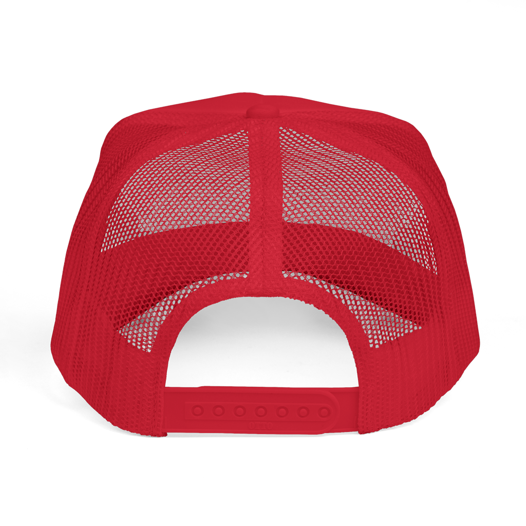 Red mesh cap on a white background