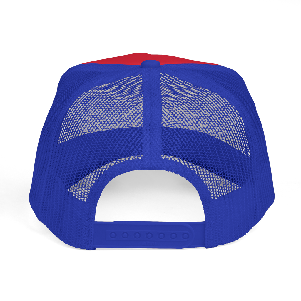 Blue and red mesh cap on a transparent background