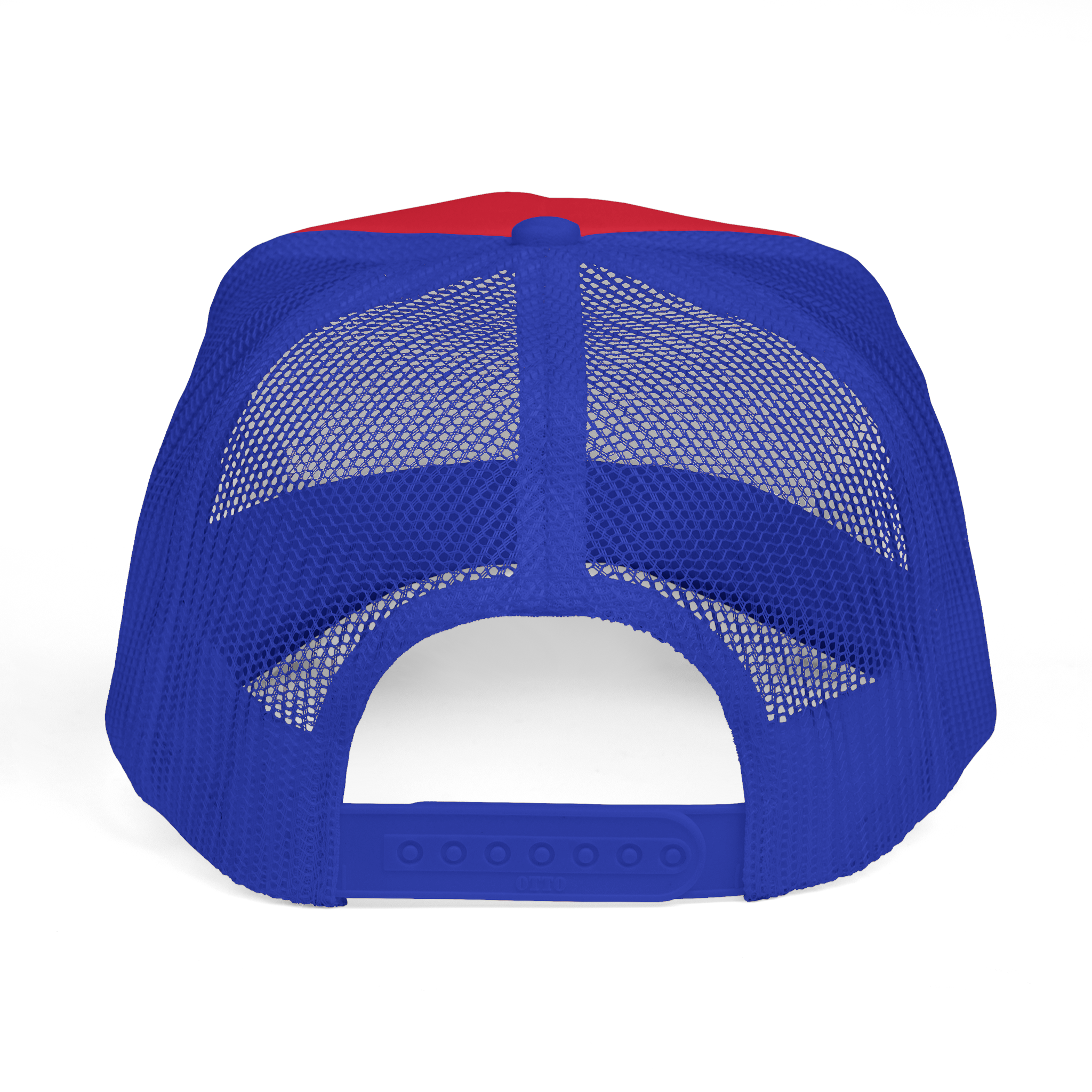 Blue and red mesh cap on a transparent background