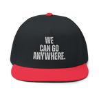 Black and red cap with 'WE CAN GO ANYWHERE.' text on a white background