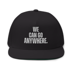 Black cap with 'WE CAN GO ANYWHERE.' text on a white background