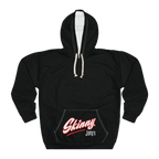 Black hoodie with 'Skinny Joey's' logo on a white background