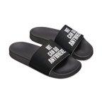 Black slides with 'We can go anywhere' text on a white background