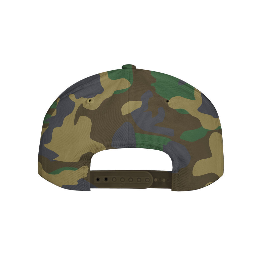 Camouflage-patterned cap on a white background