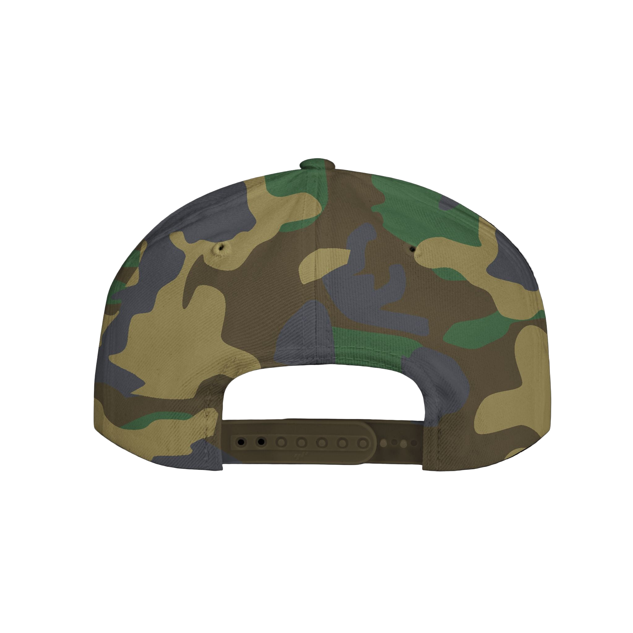 Camouflage-patterned cap on a white background