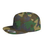 Camouflage cap with text on a white background