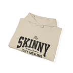 Beige hoodie with 'The Skinny with Joey Merlin' text on a white background