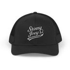 Black cap with 'Skinny Joey's Cheesesteaks' logo on a white background