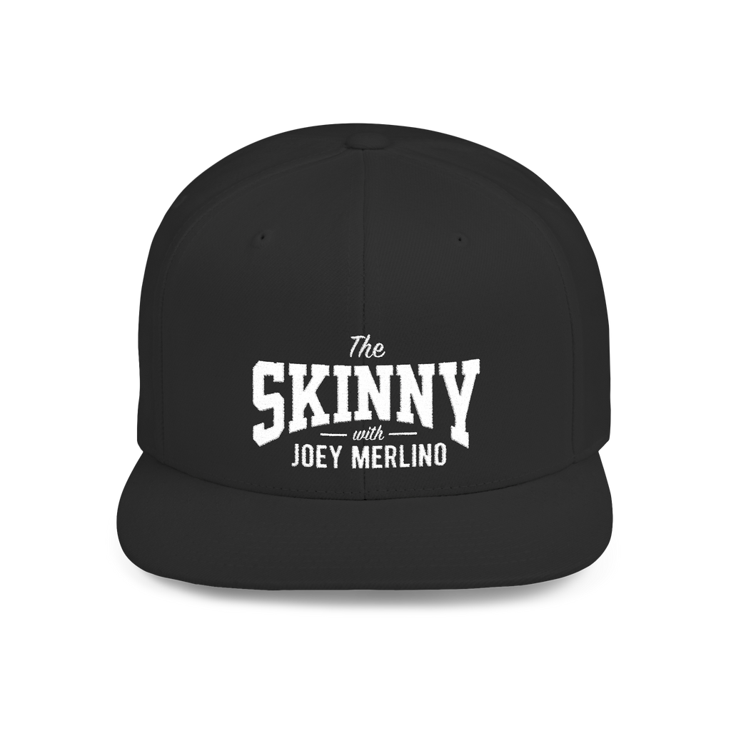 Black cap with 'The Skinny with Joey Merlino' text on a white background
